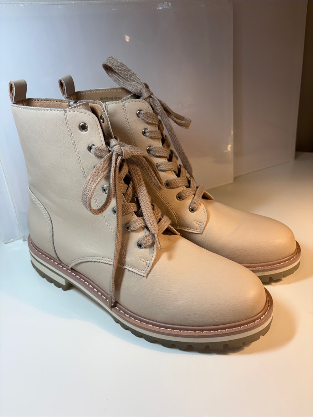 Oasis Tan Lace-Up Combat Boots
